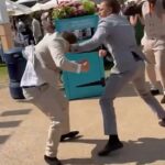 Um vídeo chocante apareceu on -line por dois homens, que se encaixam e começaram, maldosos panses balançando um para o outro, no prestigioso evento de Berkshire
