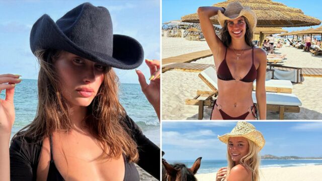 Biquíni bebe chapéus de cowboy