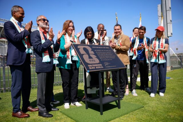 Um crachá será apresentado no Parque de Futebol Juventude de Santa Clara em Santa Clara, Califórnia, na quarta -feira, 11 de junho de 2025 (Shae Hammond/Bay Area News Group)
