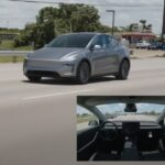 A screenshot of a video of a Tesla Model Y delivering itself to a customer in Austin, Texas