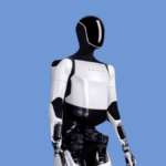 Tesla's Optimus robot against a blue background