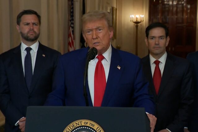 Trump anuncia que nos bombardeamos três lugares nucleares no Irã

