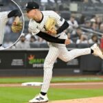 Will Warren permitiu três formas de onda em seis rodadas nas perdas do Yankee por 4-0 com os anjos em 17 de junho de 2025.