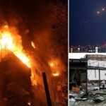 A defesa aérea ucraniana é organizada em drones russos durante uma greve de drones em Kiev em 18 de julho de 2025.