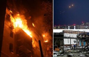 A Rússia dispara um drone, um ataque de foguete a Kijiv, matando pelo menos 1 A defesa aérea ucraniana é organizada em drones russos durante uma greve de drones em Kiev em 18 de julho de 2025.