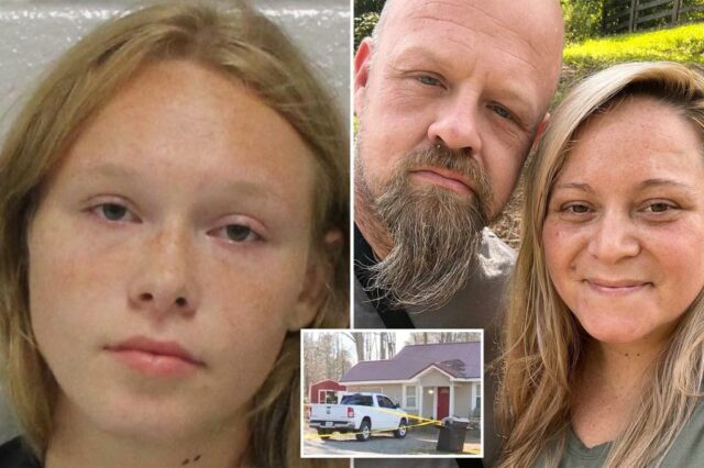 A adolescente da Geórgia Sarah Grace Patrick acusou de matar sua mãe, um enteado - enquanto sua irmã mais nova descobriu os corpos na cama

