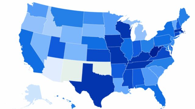 A amostra do mapa dos estados com o ensino médio

