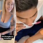 O homem reage a um teste de gravidez escondido no PopSile.