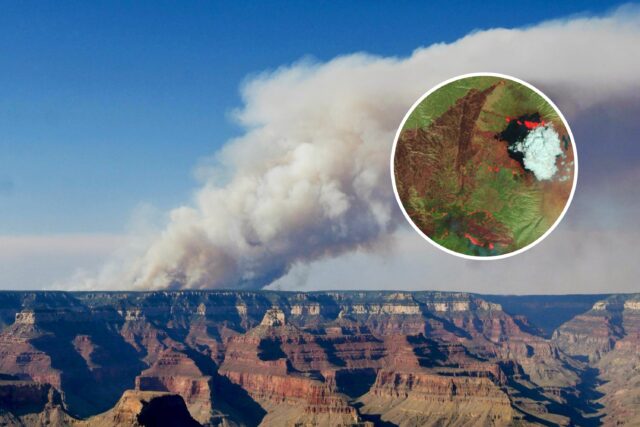 A imagem de satélite mostra que os devasties atingem o árifólio do Arizona

