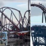 A montanha -russa de "Curse de Sirena" de Cedar Point se decompõe pela quarta vez desde a abertura, forçando os pilotos a reduzir a curva de 160 pés de altura: vídeo
