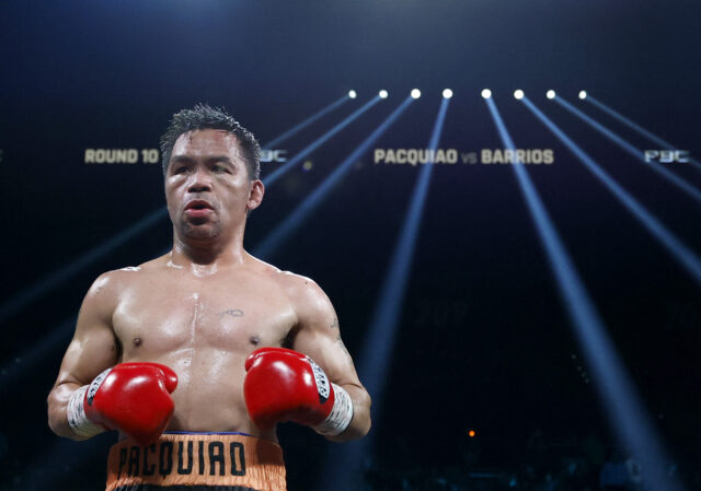 Manny Pacquiao Campeonato dos Médios -Súmidos Mario Barrios e, em 19 de julho de 2025, Las Vegas terminou com uma loteria majoritária na MGM Grand Garden Arena, em Nevada. 