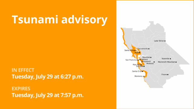 ATUALIZAÇÃO: Tsunami Advisory Active for Bay Area Shorelines até o início da quarta -feira

