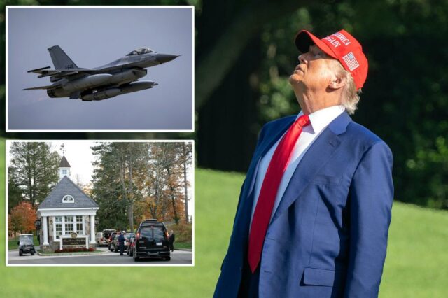 Aeronaves de acompanhantes F-16 fora do espaço aéreo perto do campo de golfe Trump

