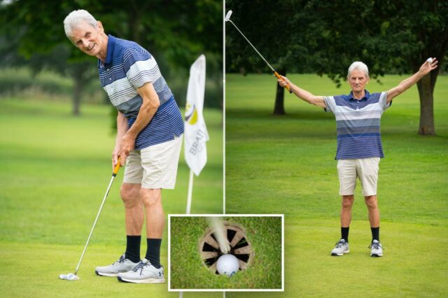 Amante do golfe afunda um buraco "maravilhoso" para o 90º aniversário


