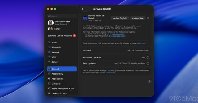 Após o soluço, o desenvolvedor MacOS Tahoe 26 Beta 3 já está disponível para Apple Silicon Macs

