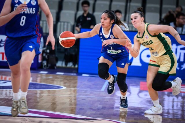 Gilas Pilipinas Women Vanessa de Jesus, que jogou contra a Austrália na Copa Asiática de Fiba de 2025.