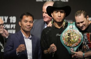 Início de bolhas, acabamento ko: como Pacquiao pode retornar Manny Pacquiao, Sol e o campeão dos médios da WBC Mario Barrios posou em uma conferência de imprensa em Las Vegas na quarta -feira, 16 de julho de 2025. Bob Santos Freddie Roach