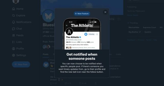 Bluesky recebe notificações de atividades enquanto tentam atrair notícias e usuários de esportes

