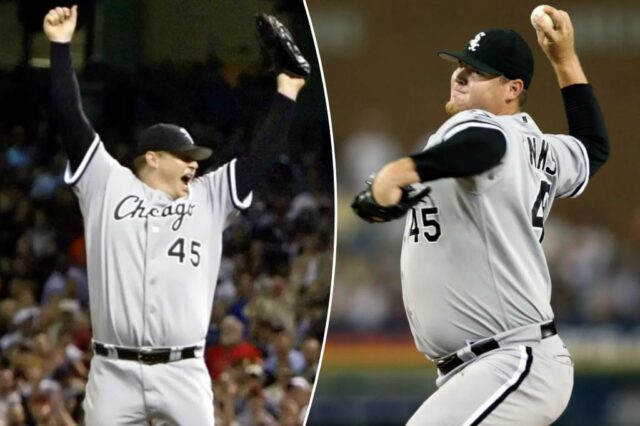 Bobby Jenks e Paul Konerko comemoram a vitória na Chicago White Sox World Series.