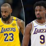 LeBron James no uniforme do Lakers.