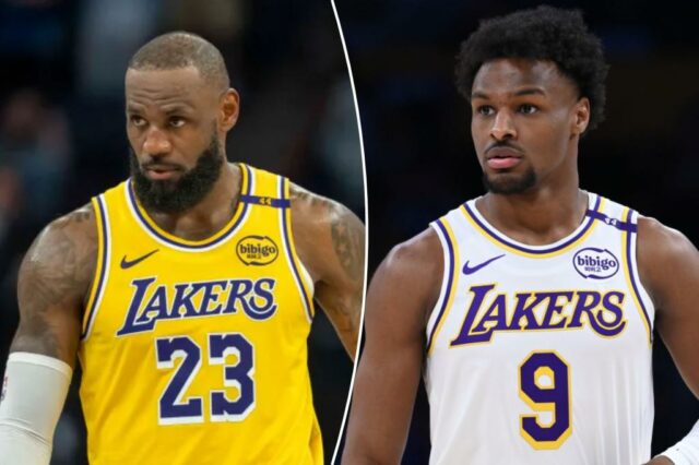 LeBron James no uniforme do Lakers. 