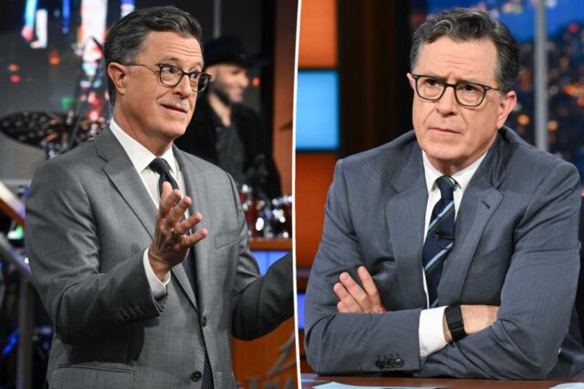 Stephen Colbert no programa tardio.
