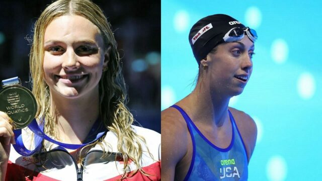 Vencedores gratuitos no primeiro dia do Campeonato Mundial de Aquáticos 4x100m (foto Via: Getty)