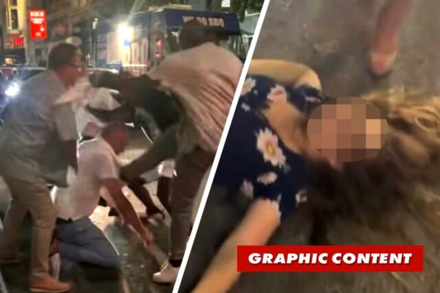 Cincinnati Brawl explode no centro da cidade e a mulher é nocauteada


