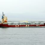 The UBC Cork sails near Norway.