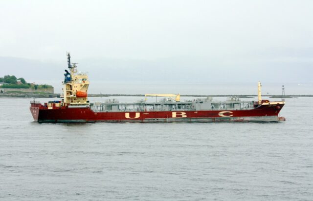The UBC Cork sails near Norway.