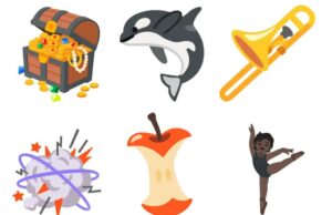 Conheça um novo lote de emoji chegando ao iPhone com o iOS 26 Atualização Ilustração de New Emoji: baú de impostos, orca, massas, cabeça explodindo, núcleo de maçã, dançarino de balé, deslizamento de terra e pé bigfoot.