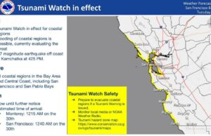 Conselho de tsunami para a área da baía exibida após o terremoto na Rússia Conselho de tsunami para a área da baía exibida após o terremoto na Rússia