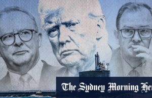 “Cuneavelmente leve” o novo submarino de Trump da Austrália O Secretário de Defesa Pete Hegseth Watchlow exibe tecnologia de drones em Pentágono na quarta -feira.