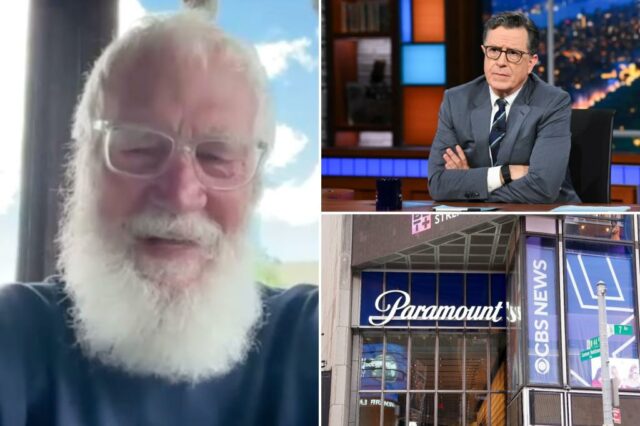 David Letterman joga uma vantagem ardente na CBS "GUTESS" sobre o "show tardio" de Stephen Colbert "Late Show"

