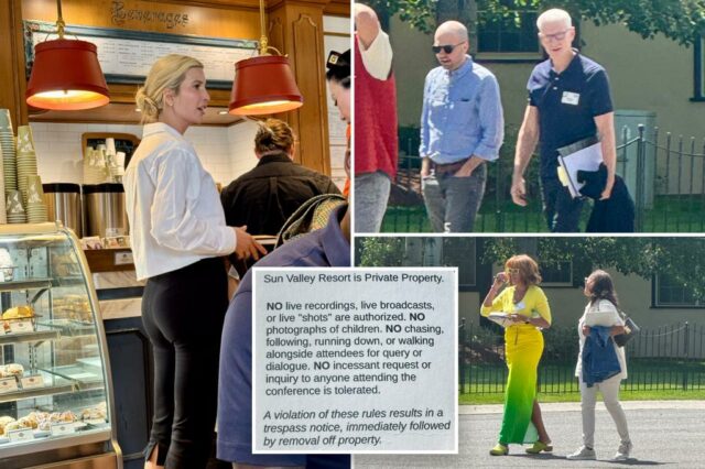 Dentro do absurdo de Sun Valley, a segurança excessiva: "Temos uma pergunta sobre assa de repórter!"

