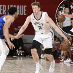 Danny Wolf, que marcou 18 pontos, quer se mudar enquanto vence no Summer League Nets 94-90 sobre o Magic em 16 de julho de 2025.