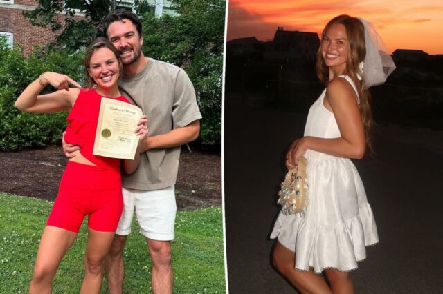 Ela era "Bachelorette" Hannah Brown se casa com Adam Woolard em "Timeless" na França

