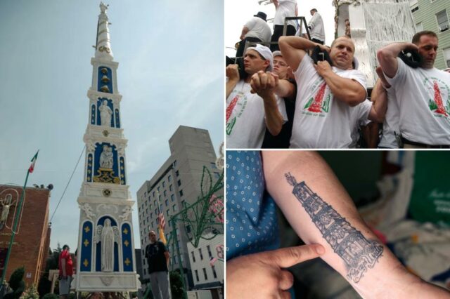 Encontre-se com babados, "elevadores" idiotas que levantam o Giglio de 4 toneladas no Bachanale Bachanale Brooklyn selvagem: "Antes que o dia termine, você está simplesmente morto"

