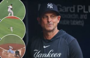 Explicação estranha de Aaron Boone sobre o acidente defensivo dos Yankees Explicação estranha de Aaron Boone sobre o acidente defensivo dos Yankees