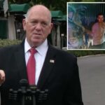 Tom Homan fala em uma conferência de imprensa do lado de fora da Casa Branca.