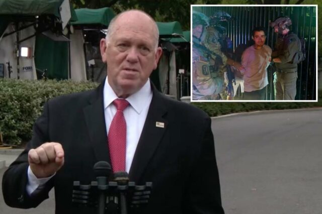 Tom Homan fala em uma conferência de imprensa do lado de fora da Casa Branca.