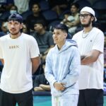 June Mar Fajardo (foto esquerda, direita) UPEPE, depois de perder Macau com Calvin Ofana (centro) e Kai Sotto contra Macau. - Fotos de Marlo Cueto