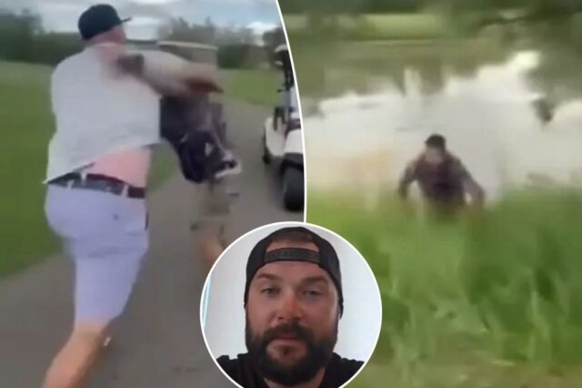 Golfista que foi atingido, jogado no lago pelo ex -Nhler Nick Tarnasy Break Cise on Wild Video


