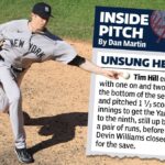 Tim Hill é jogado durante o jogo Yankees-Mets em 6 de julho de 2025.