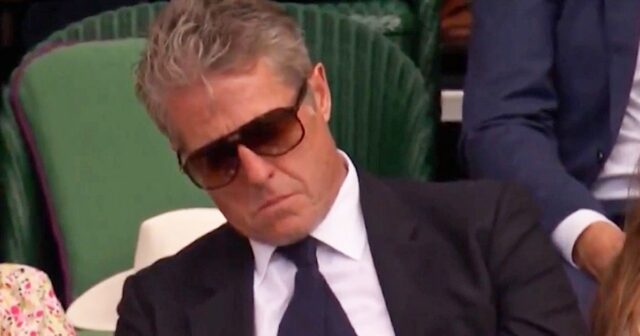 Hugh Grant dormindo em Wimbledon.