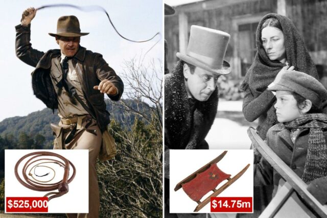 Indiana Jones Whip arrecada US $ 525.000 no leilão de trenó "Citizen Kane" por US $ 14,75 milhões


