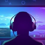 Illustration of a gamer sitting in front of a screen.