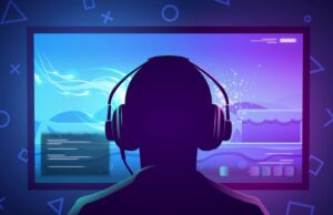 Vamos explorar as melhores alternativas ao Discord Illustration of a gamer sitting in front of a screen.