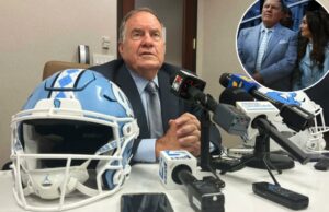 Jogadores da Carolina do Norte dizem que o relacionamento de Bill Belichick com Jordon Hudson não é uma “dispersão” Treinador de futebol da Carolina do Norte em uma conferência de imprensa.