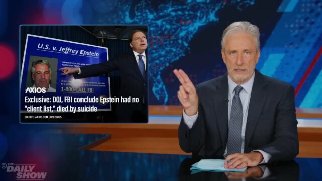 Jon Stewart rasga os republicanos para senty tentou se os americanos pensam que nunca houve o vídeo de Epstein Lists

